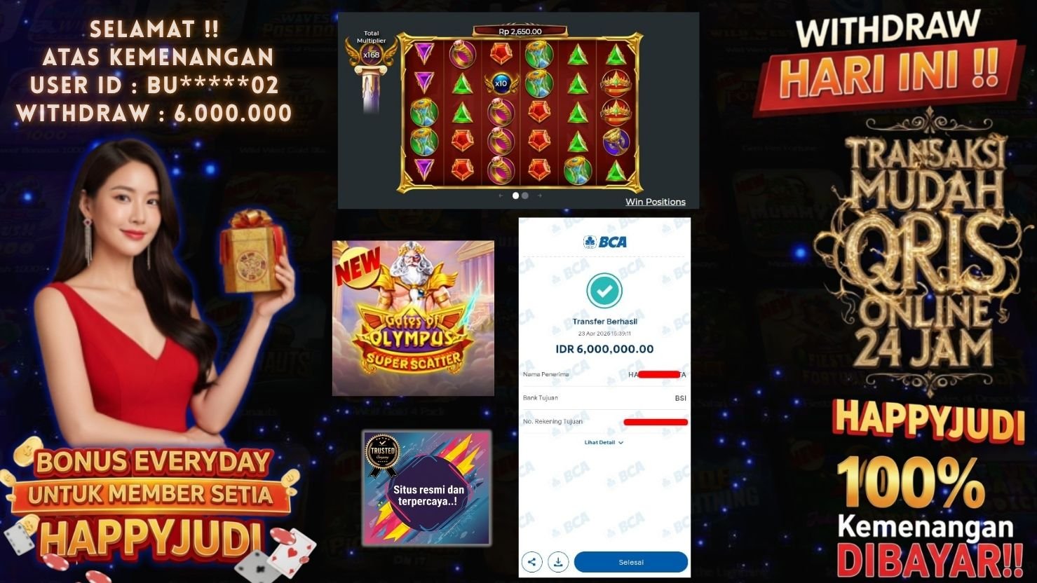 HAPPYJUDI JACKPOT SLOT GATES OF OLYMPUS SUPER SCATTER
